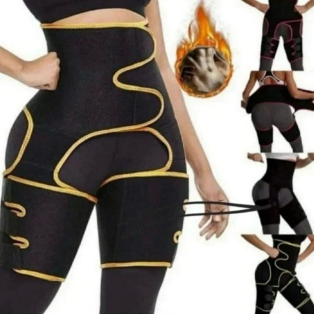 High-Waisted Black and Yellow Shapewear Pants